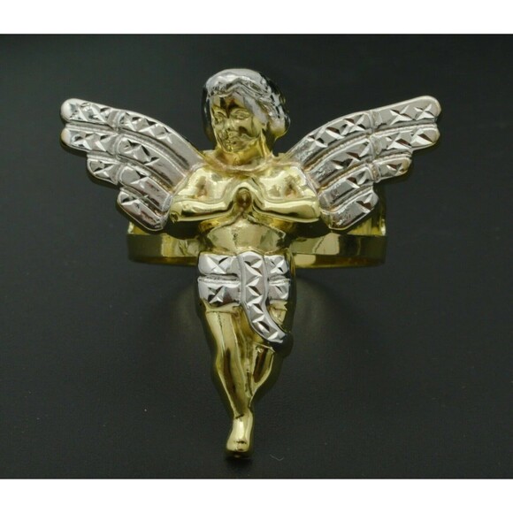 Real 10K Yellow Gold 22mm Ladies Angel Ring 2.2 grams All Sizes